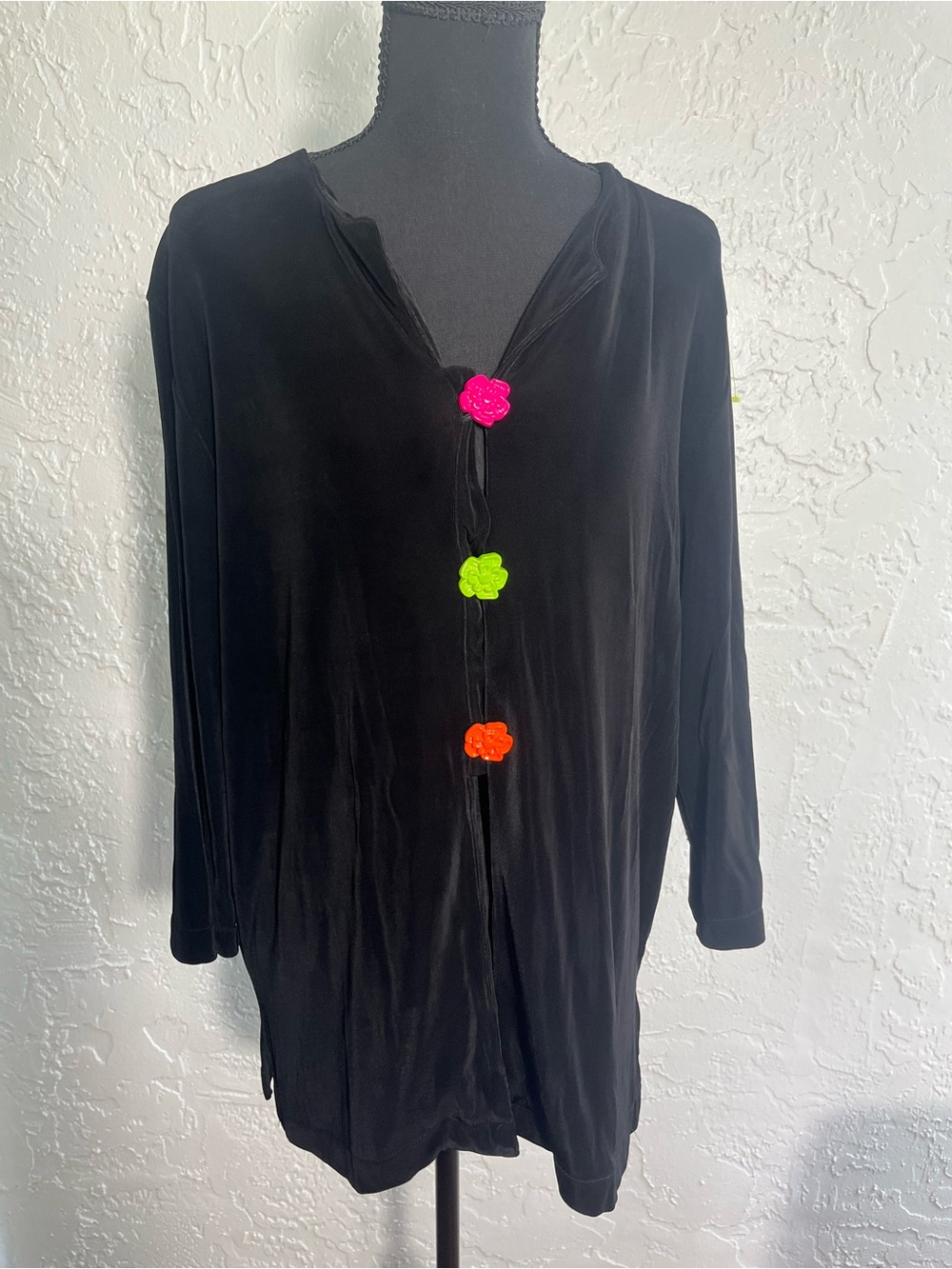 Knit Chic Black Lightweight Open Front Cardigan Duster